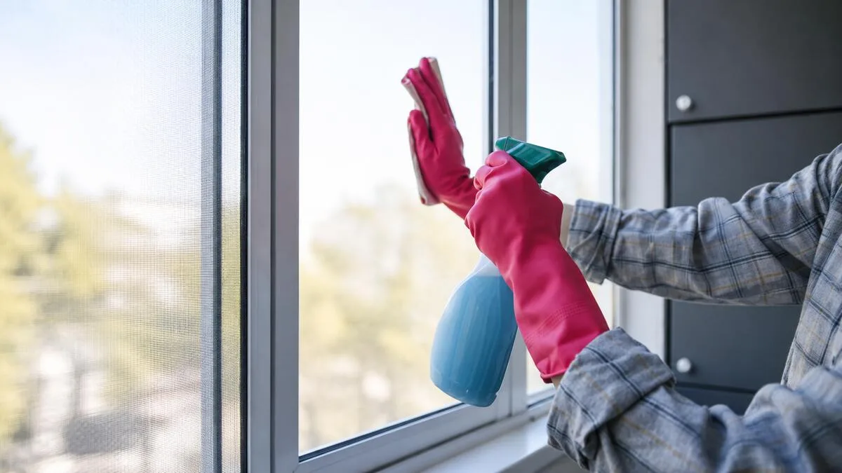 Pulizia vetri con cura dei dettagli in casa vacanza